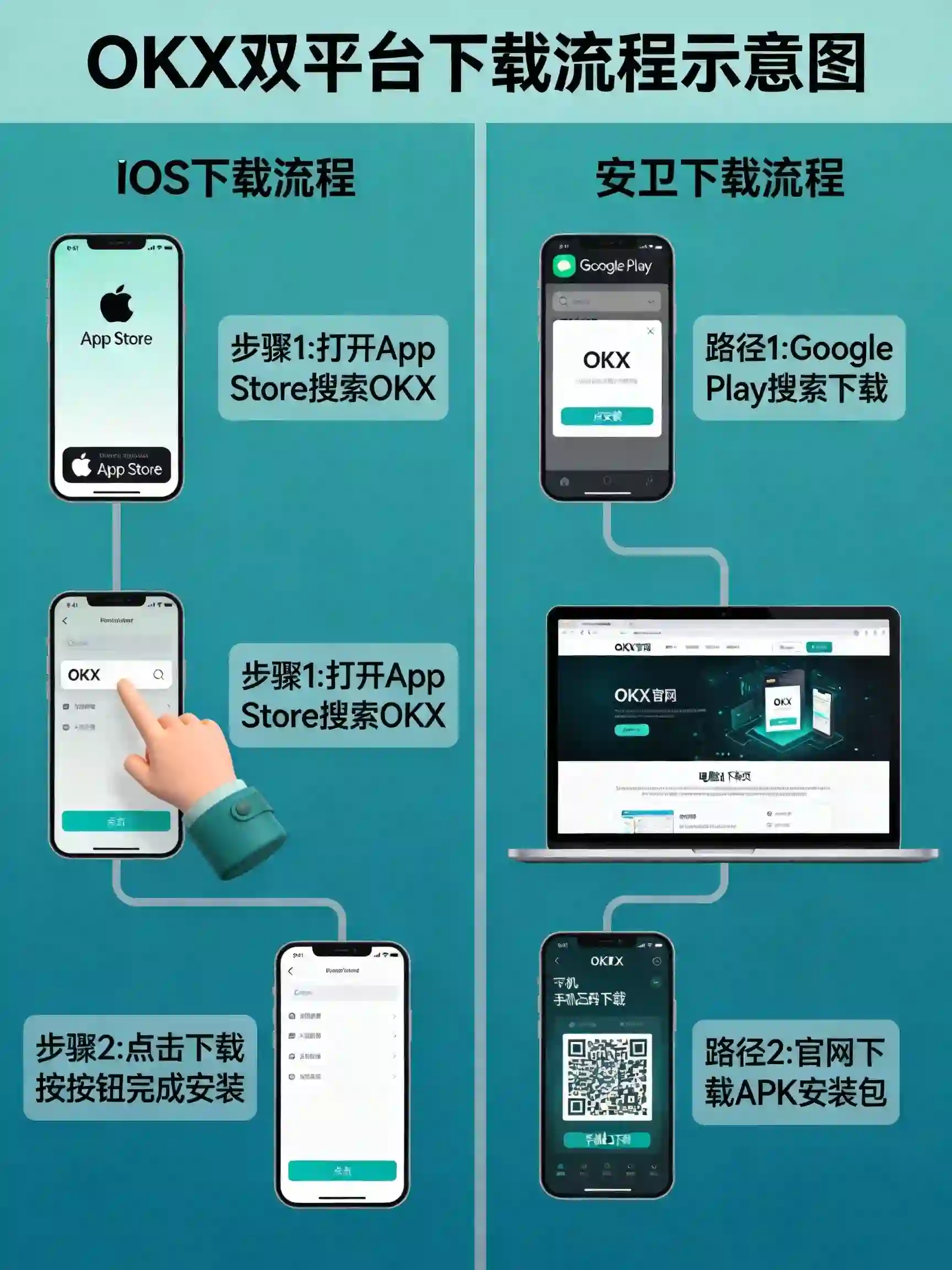 iOS+Android双平台OKX下载流程示意图