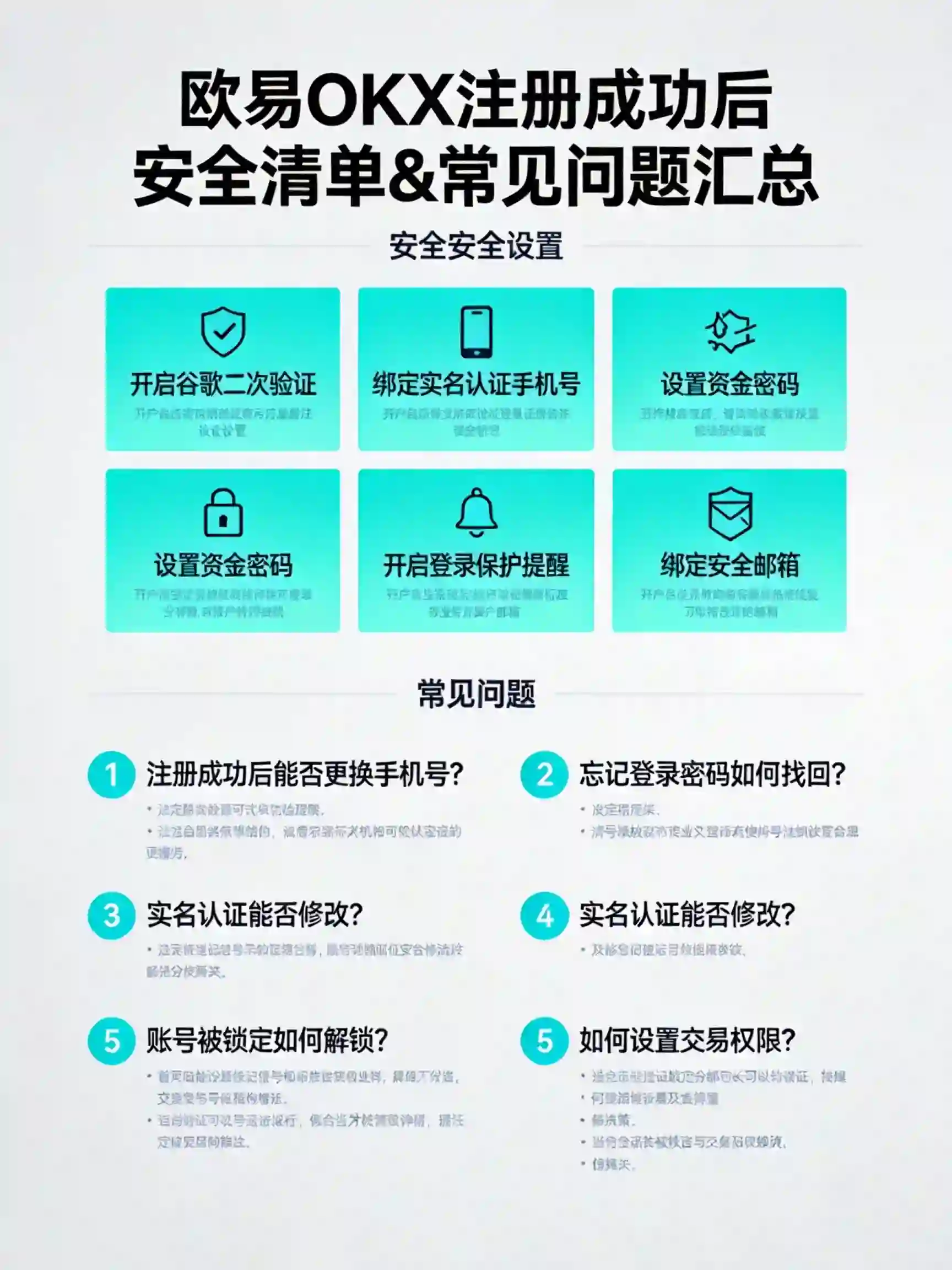 注册成功后必做安全清单+高频注册问题汇总图